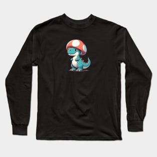 Kawaii simple Mushroom Hat Dinosaur Tyrannosaurus Long Sleeve T-Shirt